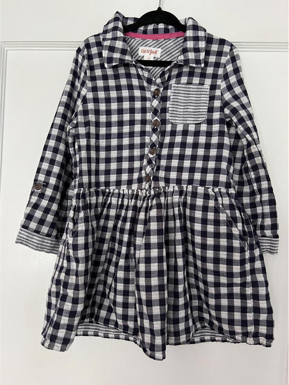 Cat and Jack navy and white dress 4 T